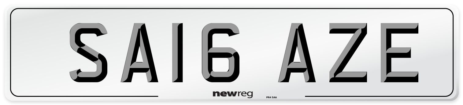 SA16 AZE Number Plate from New Reg